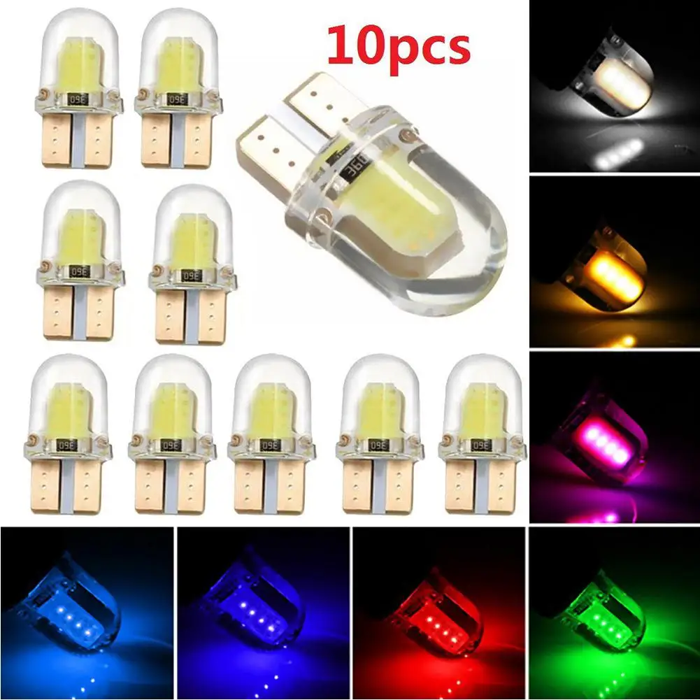 

10PCS LED Light W5W T10 COB 8SMD Silicone Short Car LED Light Widen Car Lamp Bulb Auto Wedge Lamp Colorful License Lights