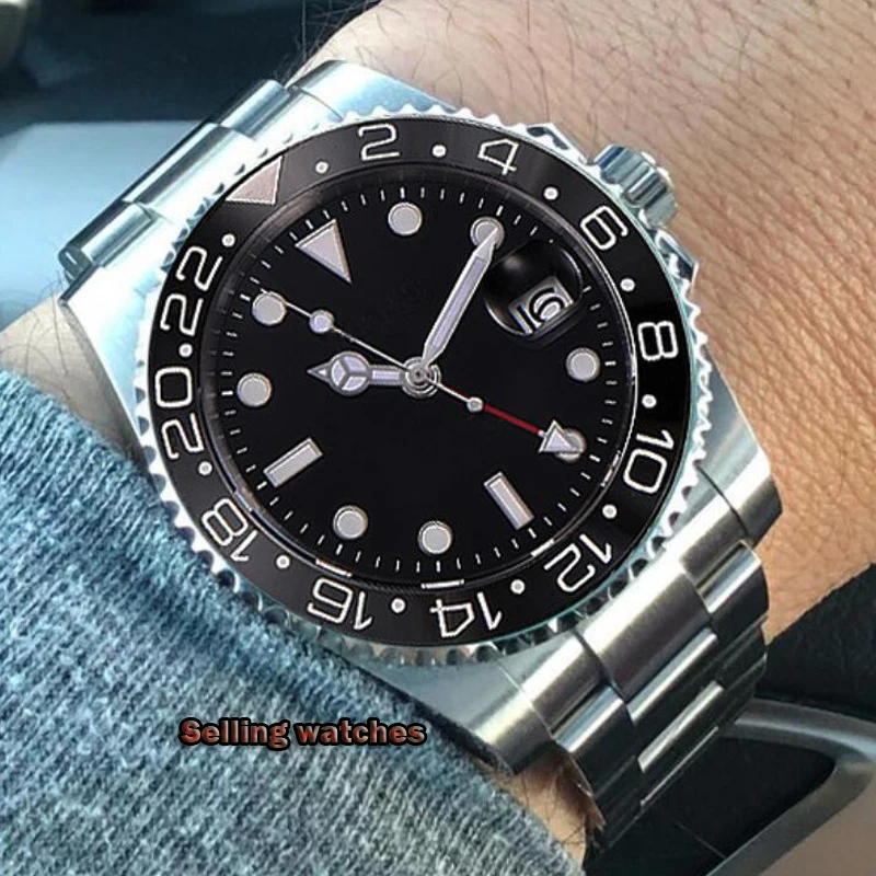 Parnis 40 мм часы для мужчин автоматические механические GMT Роскошные сапфировое