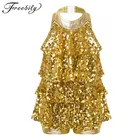 Детское платье с блестками и лямкой на шее для девочек