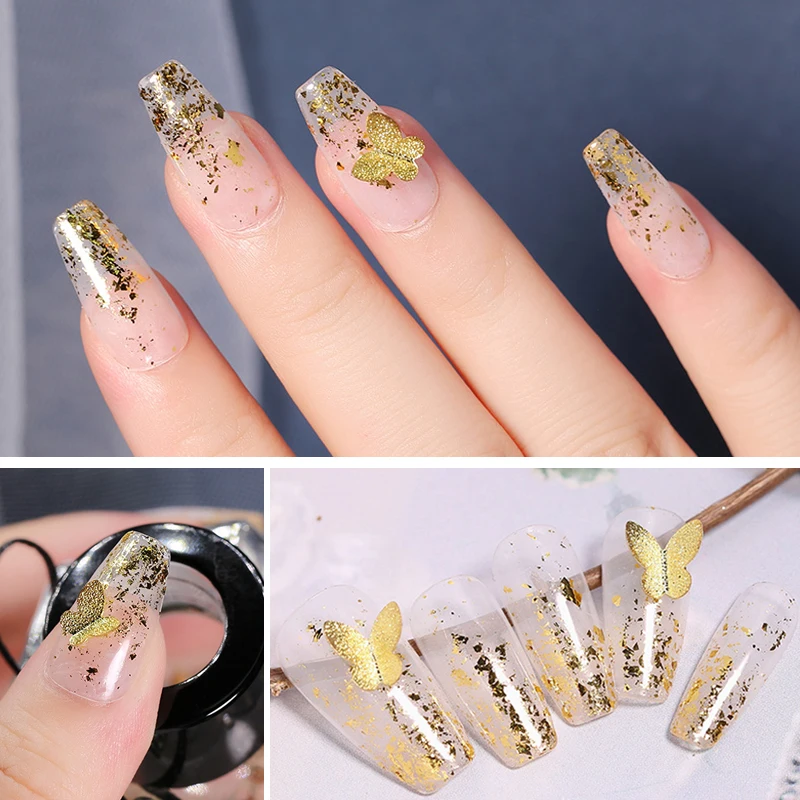 1 Коробка для маникюра с золотой и серебряной фольгой для ногтей DIY, наклейки из неправильной блестящей алюминиевой бумаги 3D, декоративные инструменты для гель-лаков UV.