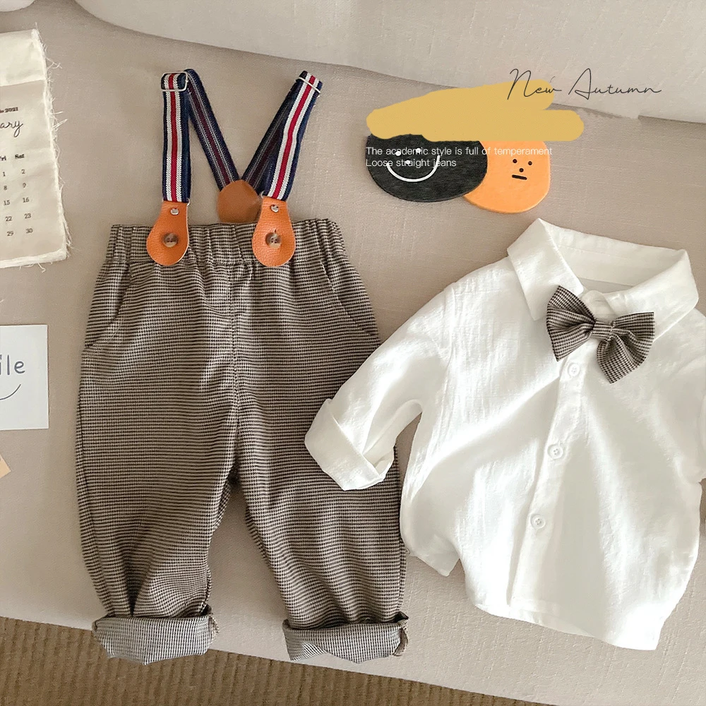 

JXYSY Children’s Clothes Baby Boy Clothes Set Suits Autumn Kids Gentleman Style Overalls Shirt Pants 2pcs Infant Boys Outfits