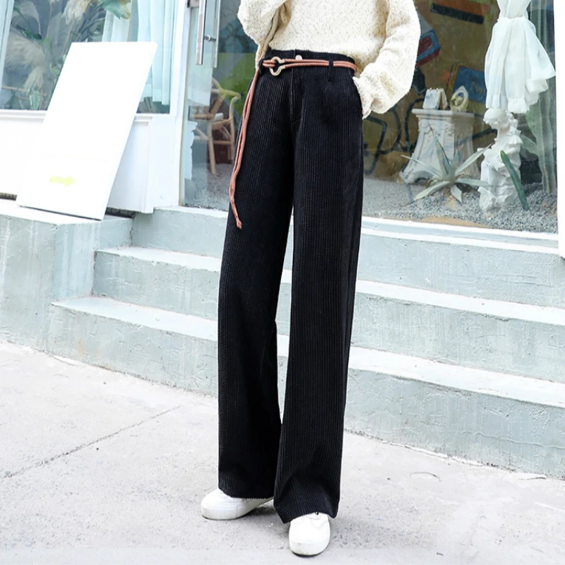 

Plus velvet thick warm Corduroy pants 2019 autumn and winter plus size loose female women girls brand straight clothing