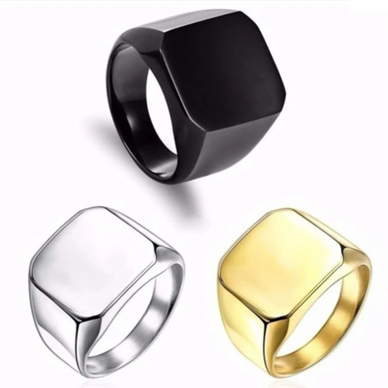 

Square Men Ring Full Smooth Geometric Metal Rings Anniversary Wedding Party Accessories Trendy Rock Punk Jewelry Gift