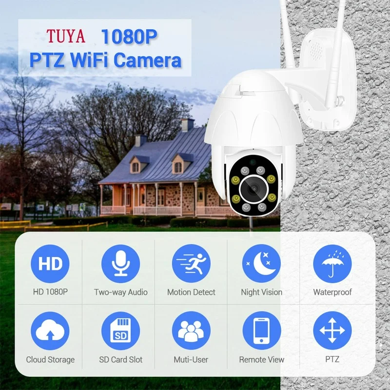 Беспроводная камера 360 с сетевым видением 1080P Wi-Fi IP66 Водонепроницаемая наружная