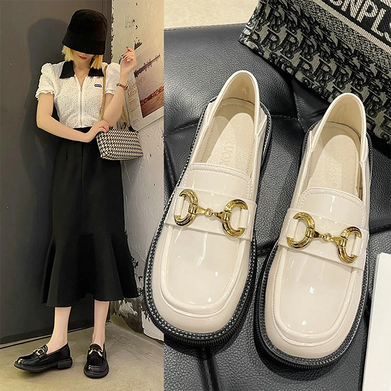 

Woman Leisure Single Shoes Soft Sole Comfortable Footwear Slip-On Shoes Mid-heel Non-slip PU Shoes Size 35-40