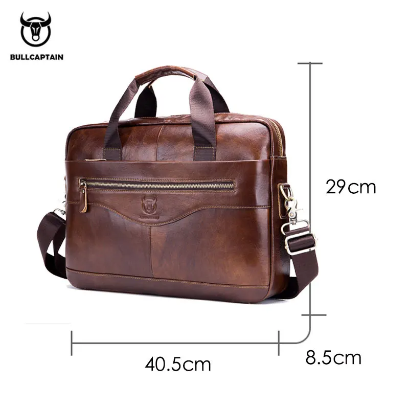 

Bullcaptain New Fashion Cowhide Men's Business Briefcase / Leather Retro Men's Crossbody Bag / Casual Business Bag / Handb