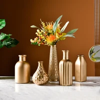 modern minimalist home living room entrance golden glass vase desktop flower arrangement container decoration ornaments