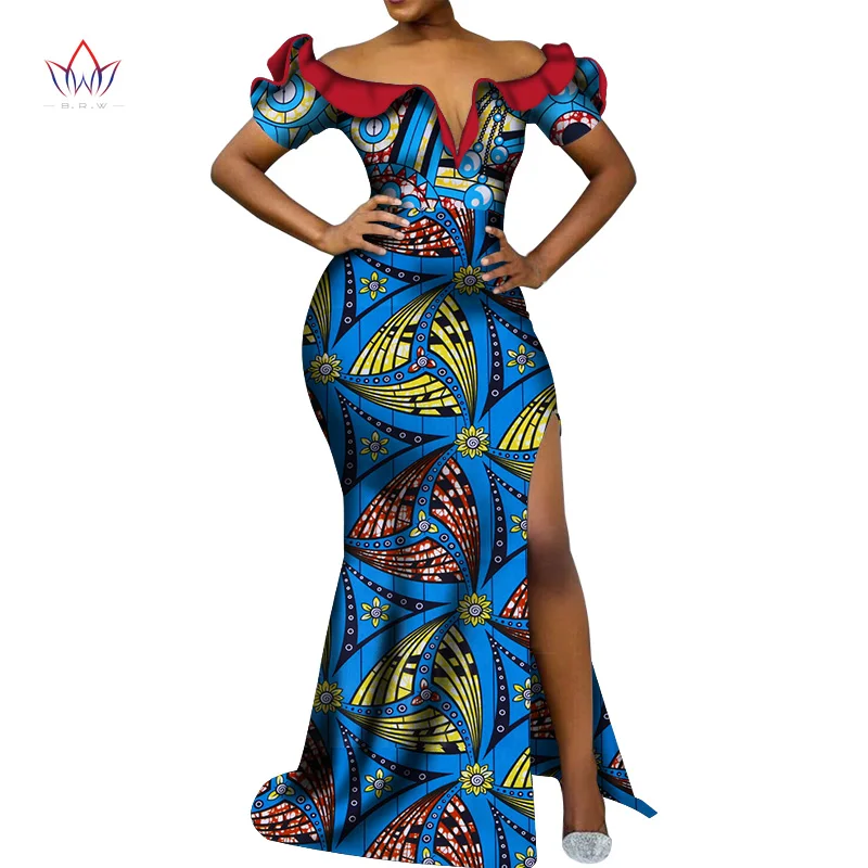 Vetement Femme Dashiki, африканские платья с v-образным вырезом для женщин, повседневные Свадебные вечерние африканские платья с коротким рукавом, Анкара, длинное платье swy5297
