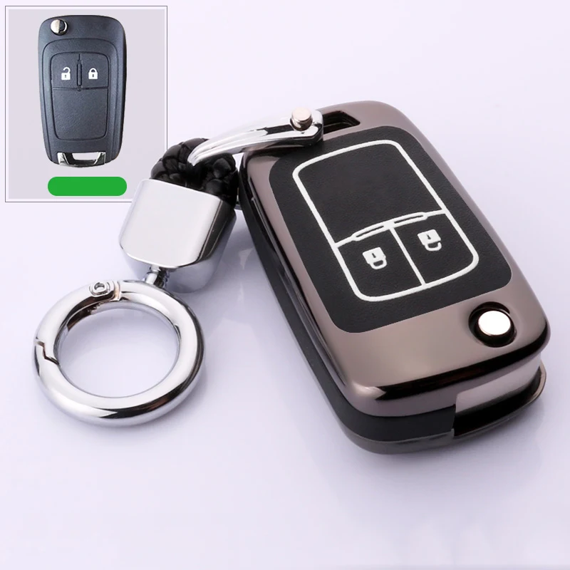Сплав светящийся чехол для ключа автомобиля для Chevrolet Cruze Aveo Trax Opel Astra Corsa Meriva Zafira Antara J Mokka Insignia для Buick - Название цвета: A-black