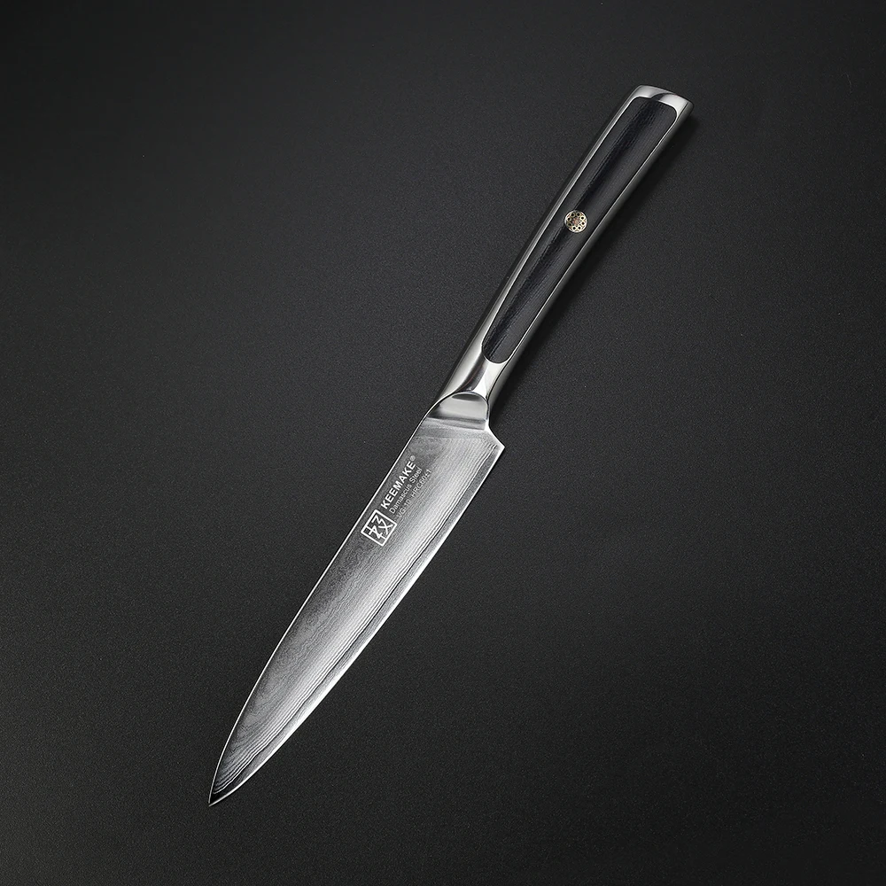 KEEMAKE 5 дюймов Универсальный нож дамасская сталь японский VG10 Core Blade кухонные ножи G10