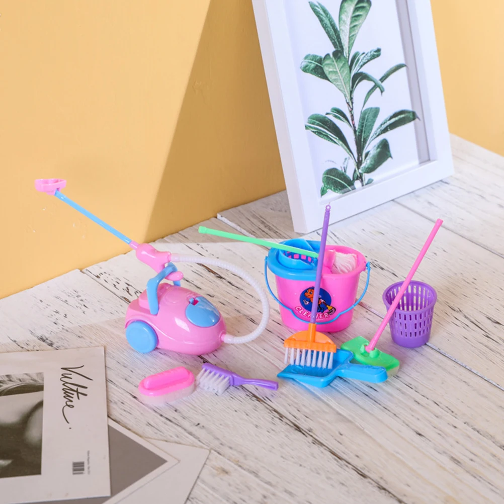 Набор для уборки дома кукол 9 шт./компл. набор Забавный пылесос швабра метла