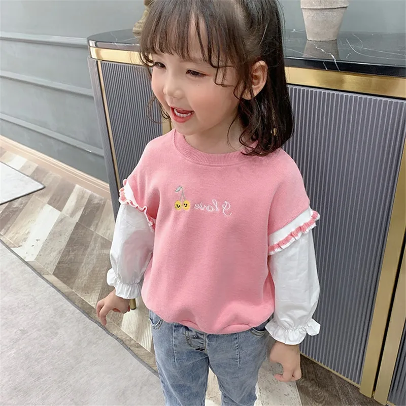 

Girls' Sweatshirts Baby's Kids Coat 2021 Splicing Spring Autumn Top Toddler Pullover Beach Overcoat Outdoor Cotton Children's Cl