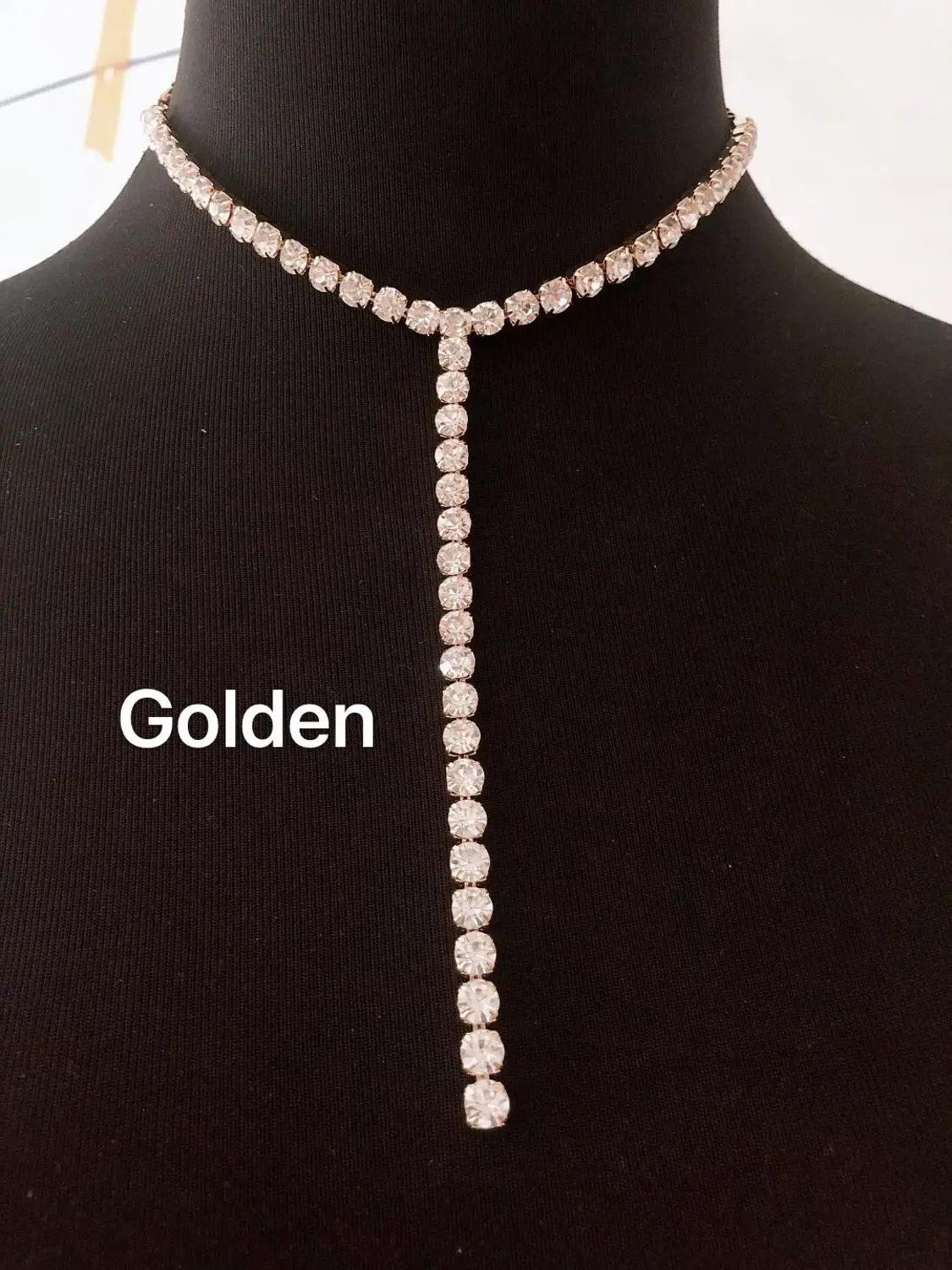 lFashion women's shining Rhinestone long Tassel Necklace luxury crystal neckline simple necklace jewelry accessories gif |