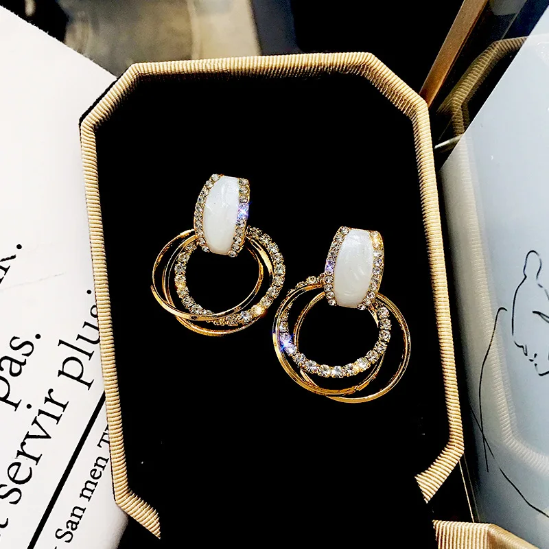 

New Korean Fashion Dangle Earrings for Women 2021 Trend Accessories for Women Geometric Eargins Jewelry Sets Round Drop Earrings