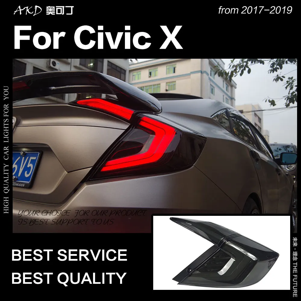 

AKD Car Styling Tail Lamp for Civic Tail Light 2017-2018 Civic X LED Rear Lamp DRL Dynamic Signal Brake Reverse auto Accessories
