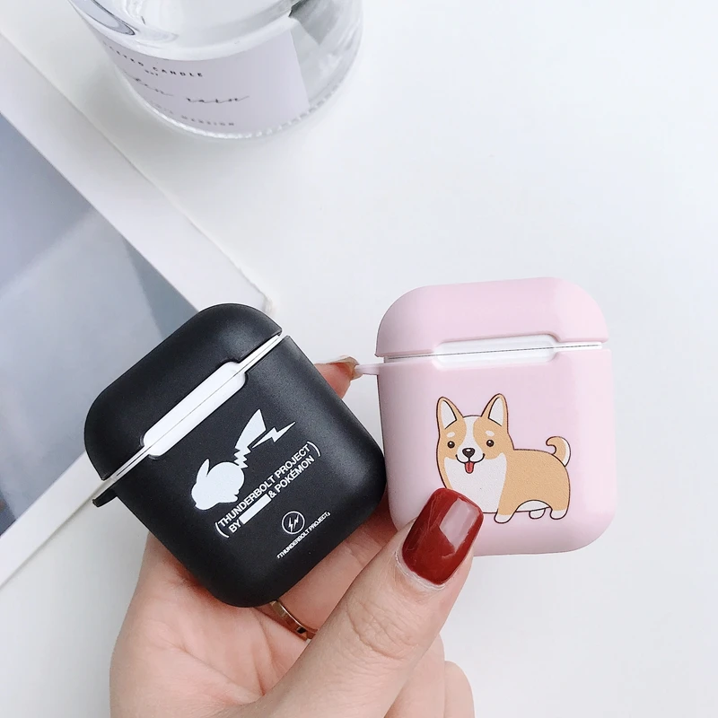 Мягкий матовый ТПУ чехол для наушников AirPods 1/2 с изображением собаки яйца и курицы