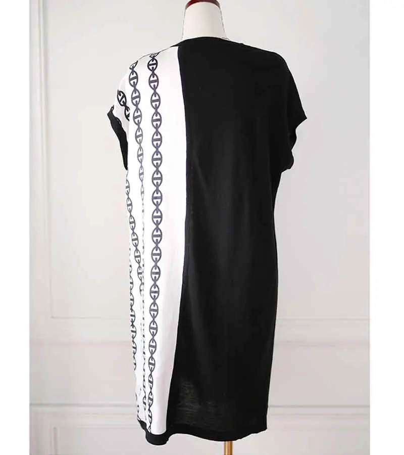 

New Summer Korean Vintage Dress Women New Loose O-Neck Short Sleeve Casual Patchwork Dresses Elegant Simple Office Wear Vestido