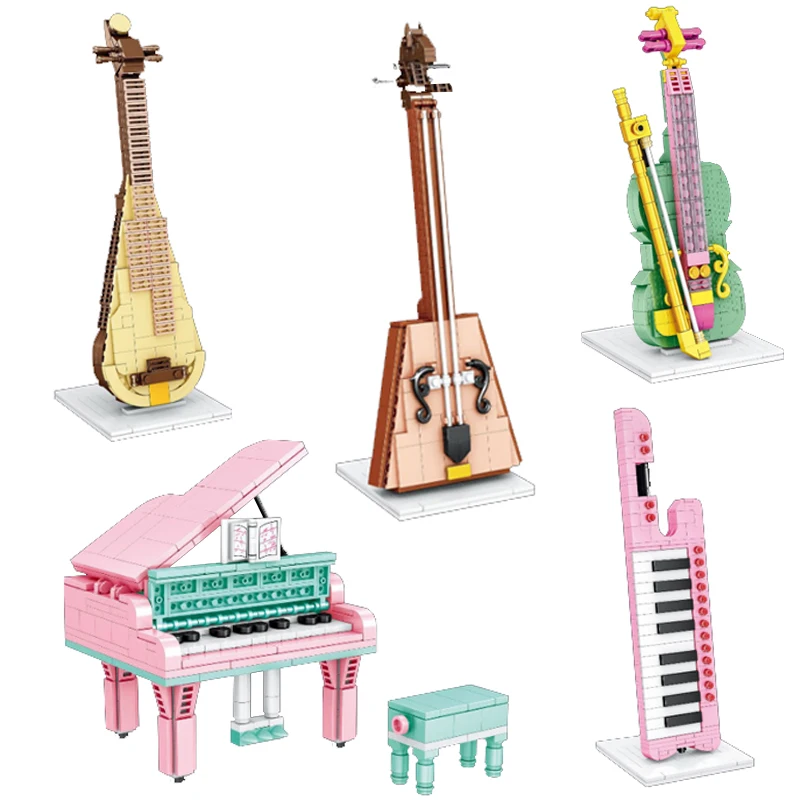 

Мини-конструктор ZHEGAO для сборки гитары и скрипки, музыкальный инструмент, строительные блоки, кирпичи, модель «сделай сам», пазл, детская иг...