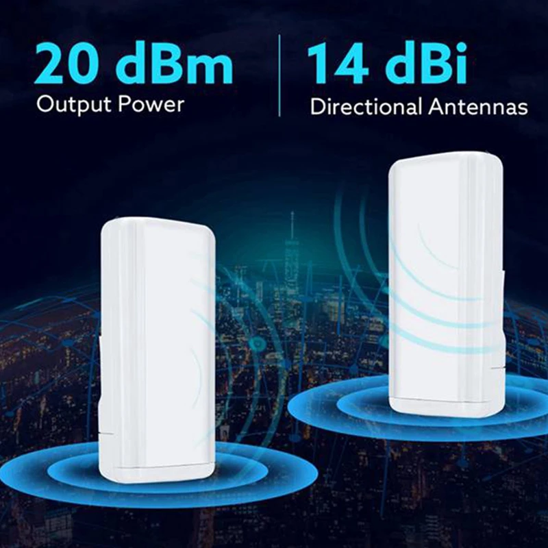 

2 Pcs Wireless WiFi Bridge Outdoor CPE Router WIFI Extender 5.8G 450Mbps Access Point Long Range Supports 2.5KM-US PLUG
