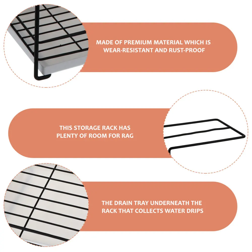 

1 Pc Stainless Steel Storage Holder Kitchen Storage Stand with Drain Pan (Black)