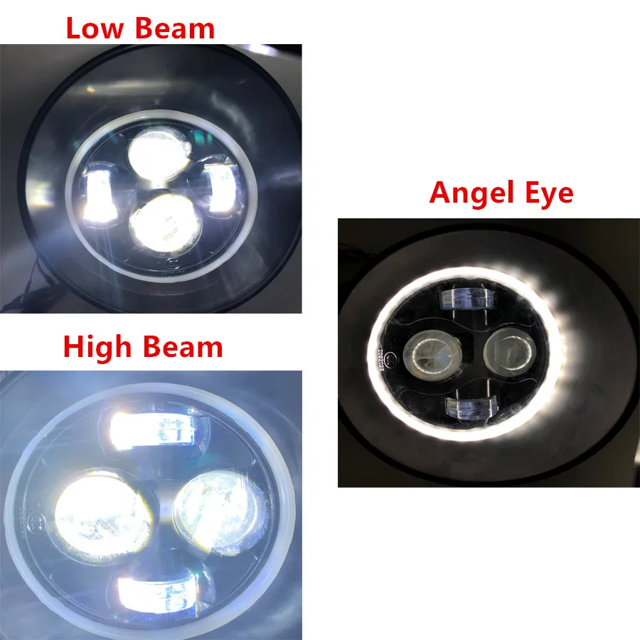 

Black/Chrome ABS LED Motorcycle Headlight High Low Beam Motorbike White Angel Eye Headlamp For Cafe Racer Triumph Chopper Harley