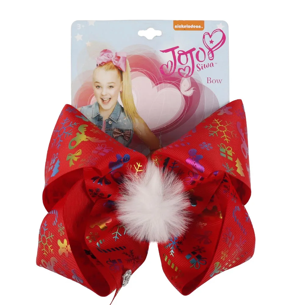 2 " Jojo луки для девочек/Jojo Siwa большой единорог рождественские банты для волос для девочек с зажимами бант ручной работы аксессуары для волос - Цвет: 2