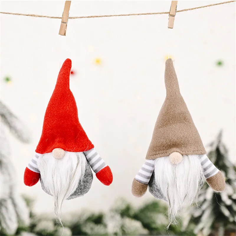 

Рождественский подарок 2021, кукла в полоску с лесом без лица, кулон, рождественские украшения для дома, кукла, кулон, рождественский кулон