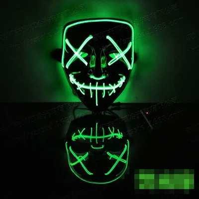 green B Прямая поставка светодиодная маска Хэллоуин светящаяся в темноте страшная Маскарадная маска для вечеринок фестиваль череп тушь для ресниц легкий косплей подарок - Цвет: green B