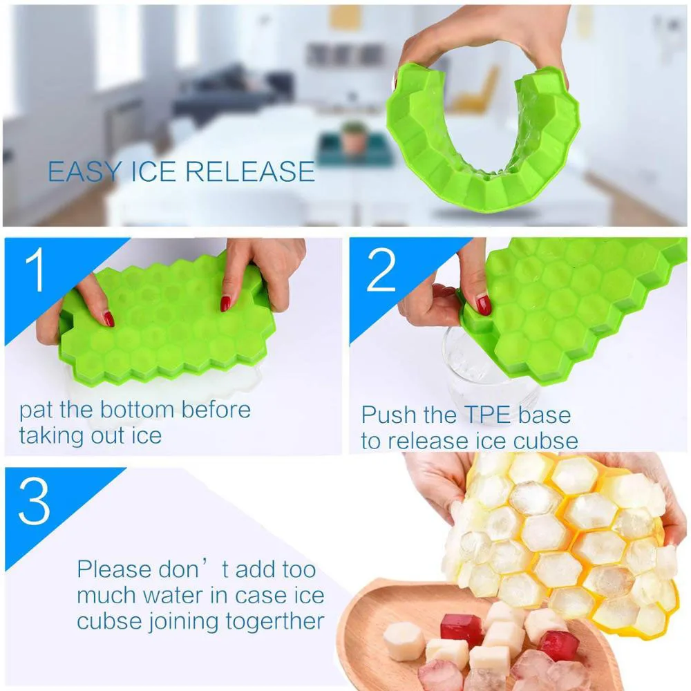 1 Pcs Silicone Ice Cube Making Mold Honeycomb Tray With Lid Cream Party Whiskey Cocktail Cold Drink | Дом и сад