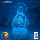 3D Светодиодная лампа с изобрасветодиодный ением Иисуса Христа, детский прикроватный столик, светильник, меняющие цвета, ночник, лампа