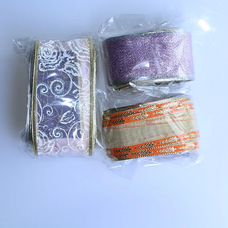 MIX4Yards 40-60 мм Полиэстеровая Рождественская сетчатая лента для вышивка рукоделие декорации железная проволока края ленты ручной работы DIY лук