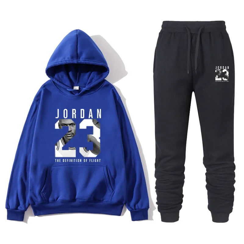 New men's sweater suit 23 sportswear sweater suit fleece hoodie+ sports pants jogging men's and women's sweater 3XL sportswear