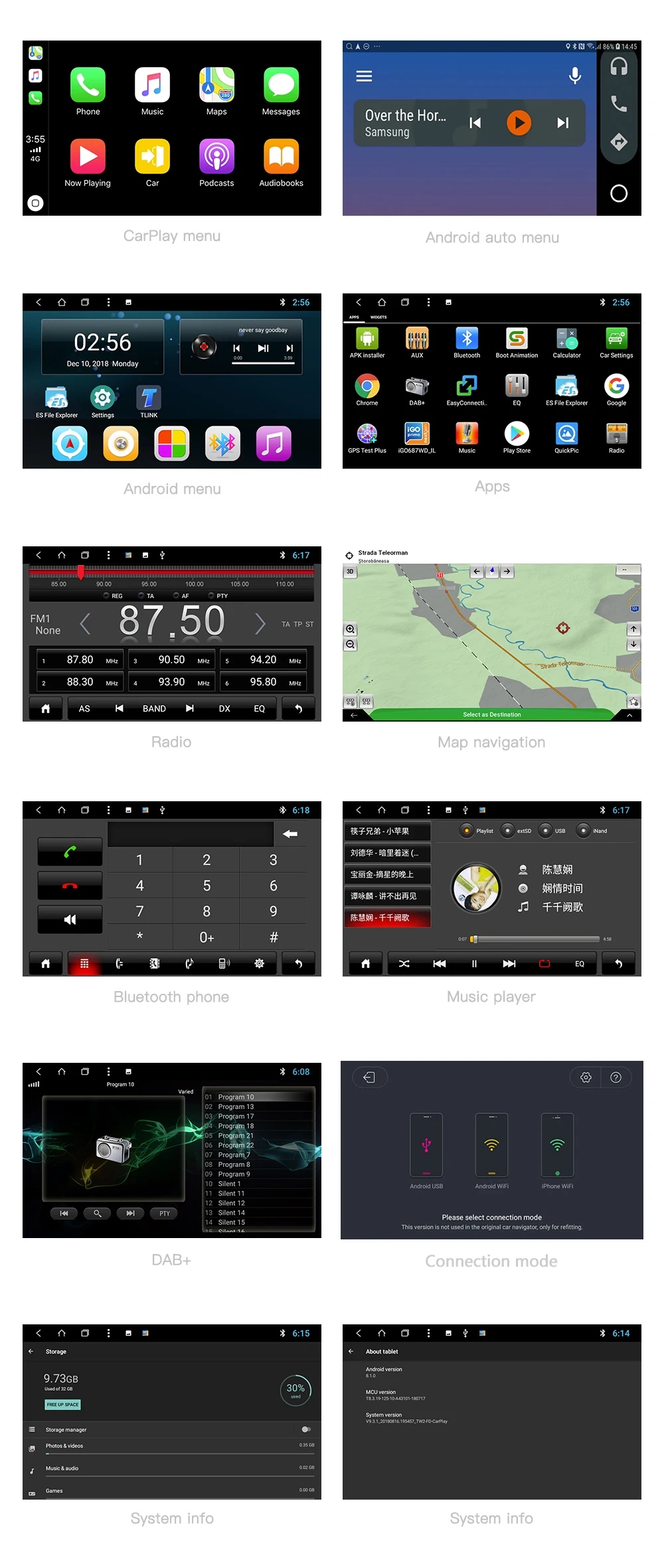 Andraam 10," Android8.1 2G+ 32G carplay Автомобильный gps навигационный головное устройство мультимедиа для Honda Civic 2004-2011 стерео Bluetooth радио