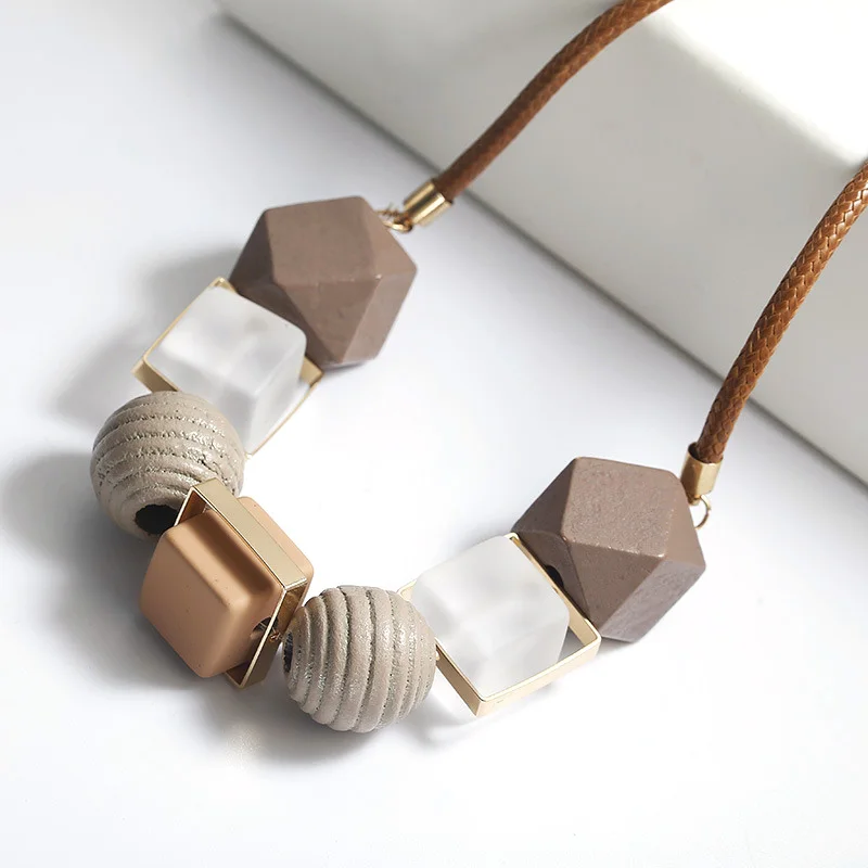 Геометрические кулоны и ожерелья из акрила в богемном стиле ожерелье с