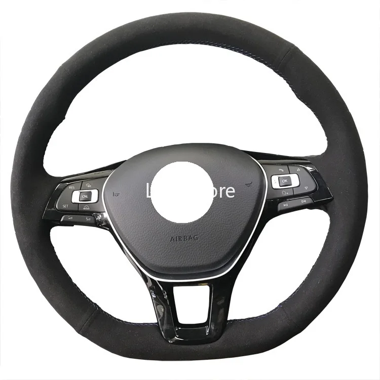 

Hand-stitched Leather Steering Wheel Cover For VW PASSAT MAGOTAN Bora, Steering Wheel Cover For Car Universal 15 inch