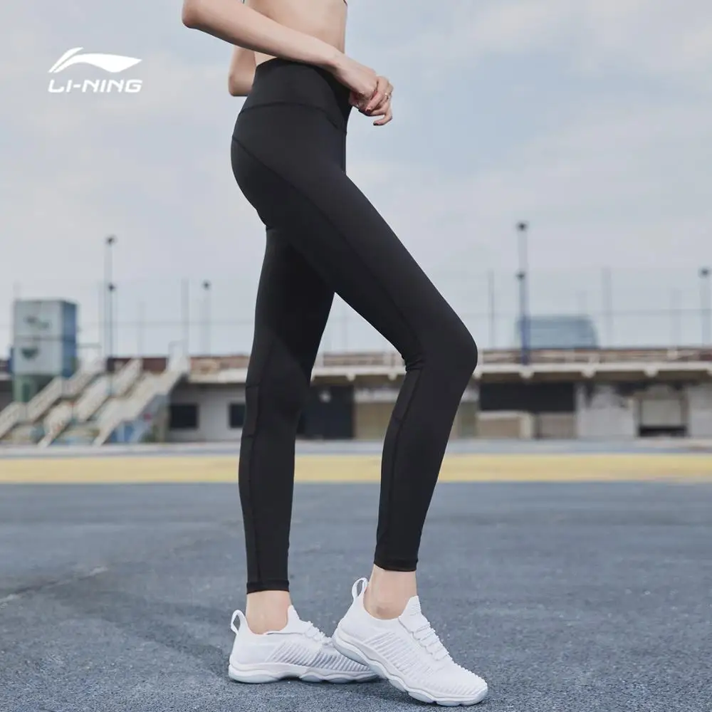 Li-Ning женские профессиональные слойные брюки, облегающие, для тренировок, для фитнеса, дышащие, удобные, с подкладкой, спортивные штаны AULN036 CJFM18