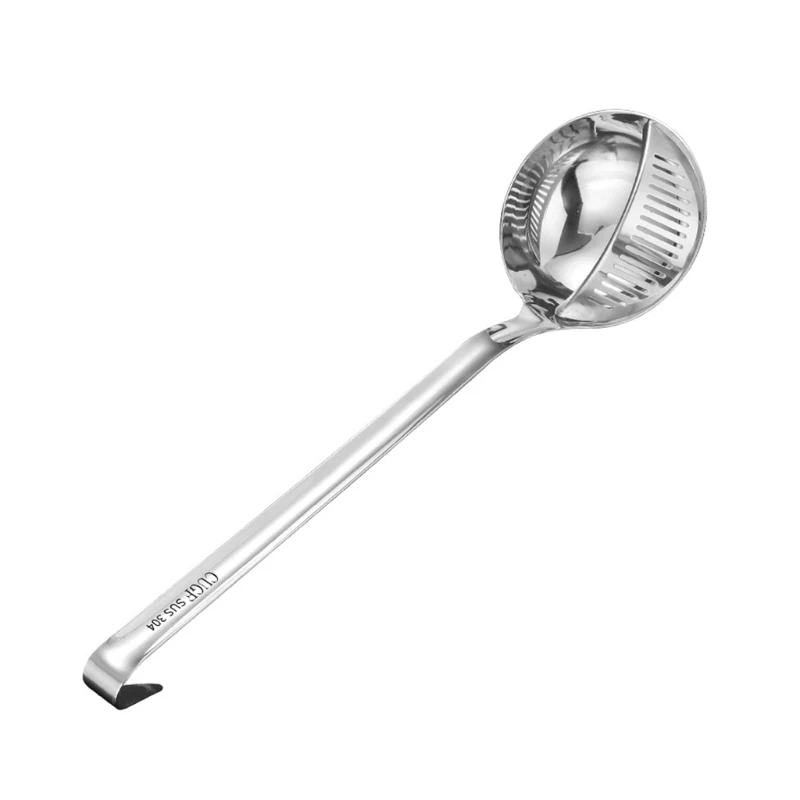 

896A Long Handle Oil Soup Separate Spoon Home Strainer Cooking Colander Kitchen Scoop Stainless Steel Ladles Dinner Tableware