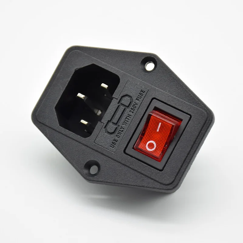 

SANDOMEY Кулисный переключатель питания IEC 3-контактный 16A 250V с предохранителем