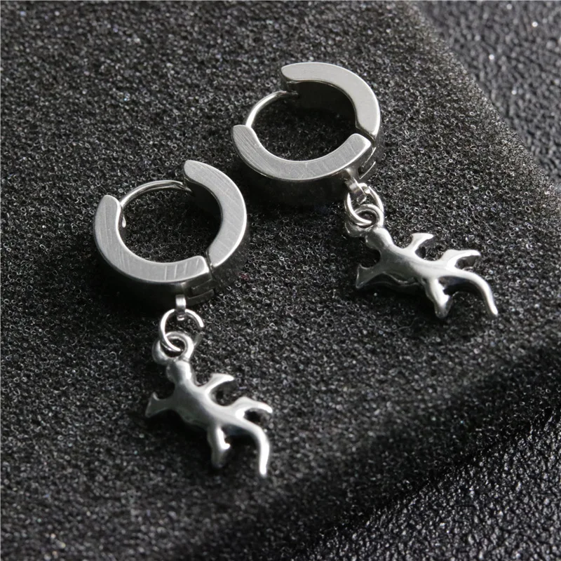 

1pc Simple Personality Titanium Steel Gecko Earring Stainles Steel Motorcycle Party Hip Hop Punk Fashion Men Earring Jewelry