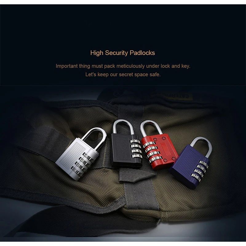 Padlock Travel Smart Combination Locks 4 Digit Password Resettable Security Lock Code for Suitcase Luggage Bag Suit Hardware |