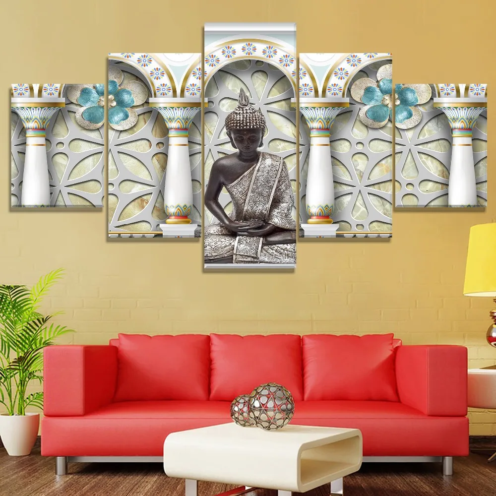 5 шт. холст Будда печать HD картина плакат для современной декоративной спальни