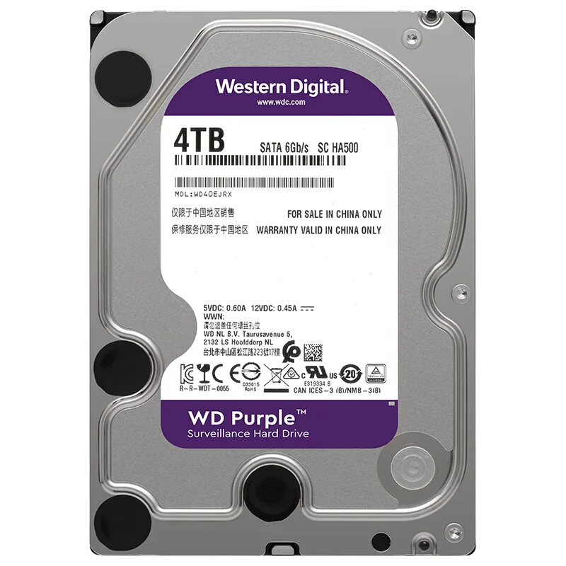 Жесткий диск Western Digital WD Purple 4TB внутренний HDD SATA 6 0 ГБ/сек. 3 5 &quotдля камер