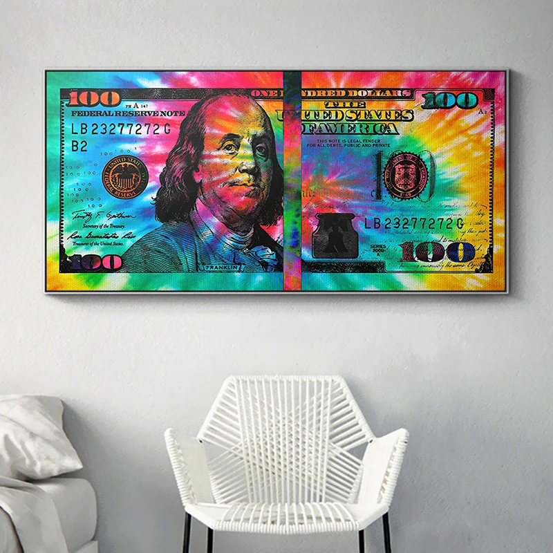 

Inspirational Canvas Art 100 Dollar Bill Canvas Paintings on The Wall Art Picture Canvas Print for Home Living Room Decor