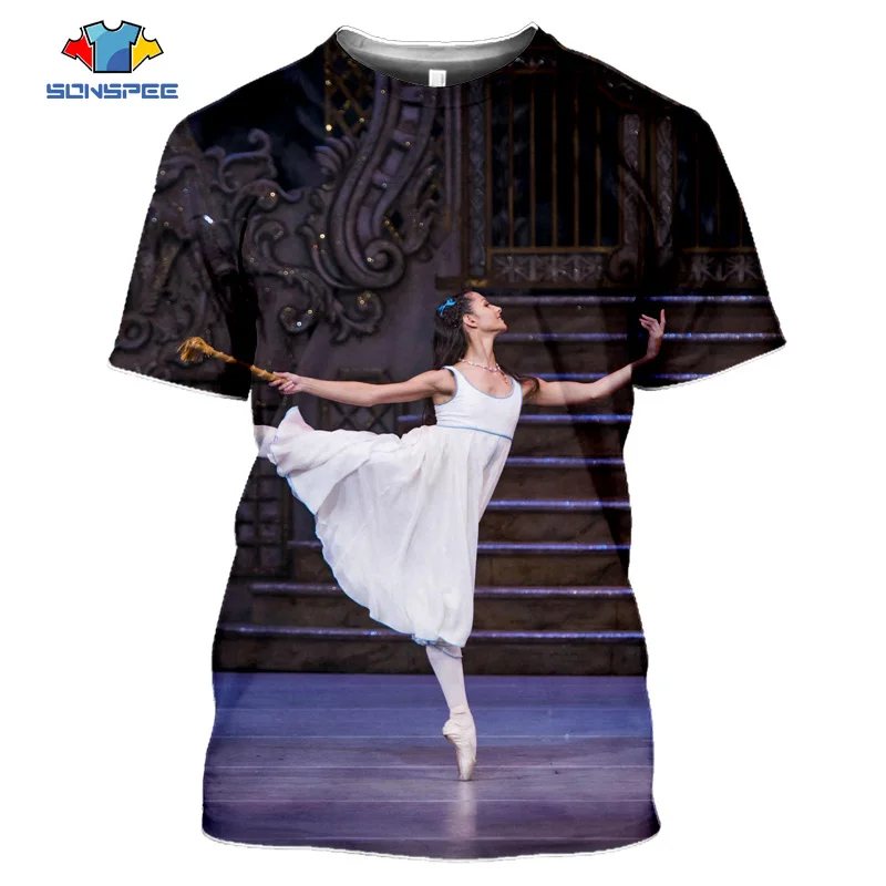 

SONSPEE Ballet Girl 3DT Shirt Short Sleeve Men's Women's Summer Casual Streetwear Harajuku Sexy Girl T-shirt Top Men's Pullover