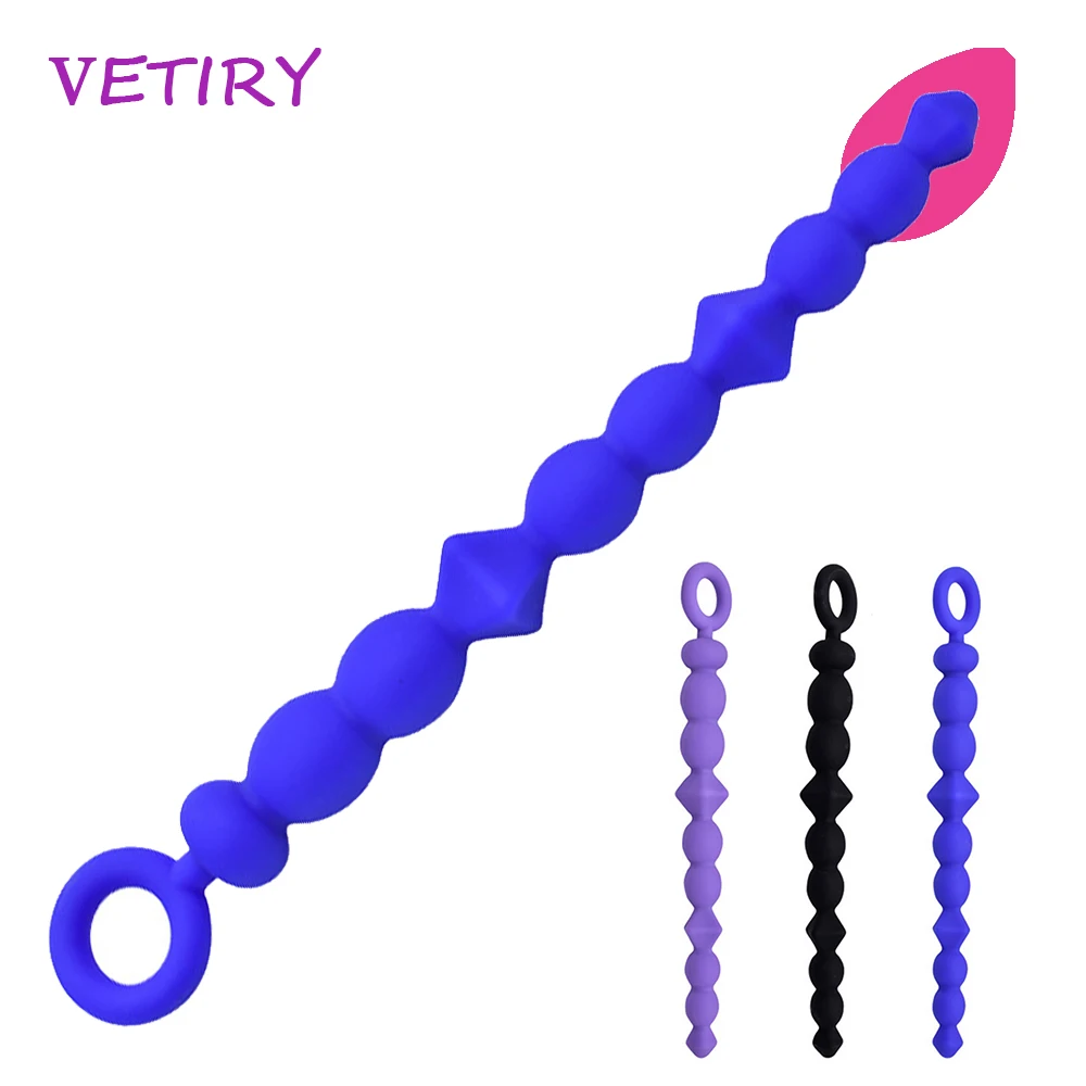 VETIRY длинная Анальная пробка Анус задний двор бусины анальные шарики с тянущим