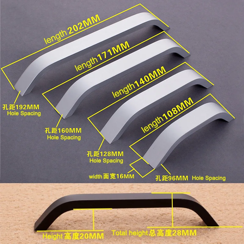 Длинная ручка рукоятки и ручки для спальни шкафа кухни выдвижного ящика