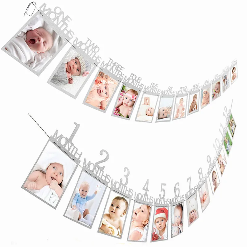 12 месяцы фоторамка баннер первый декорации с днем рождения 1st для маленьких