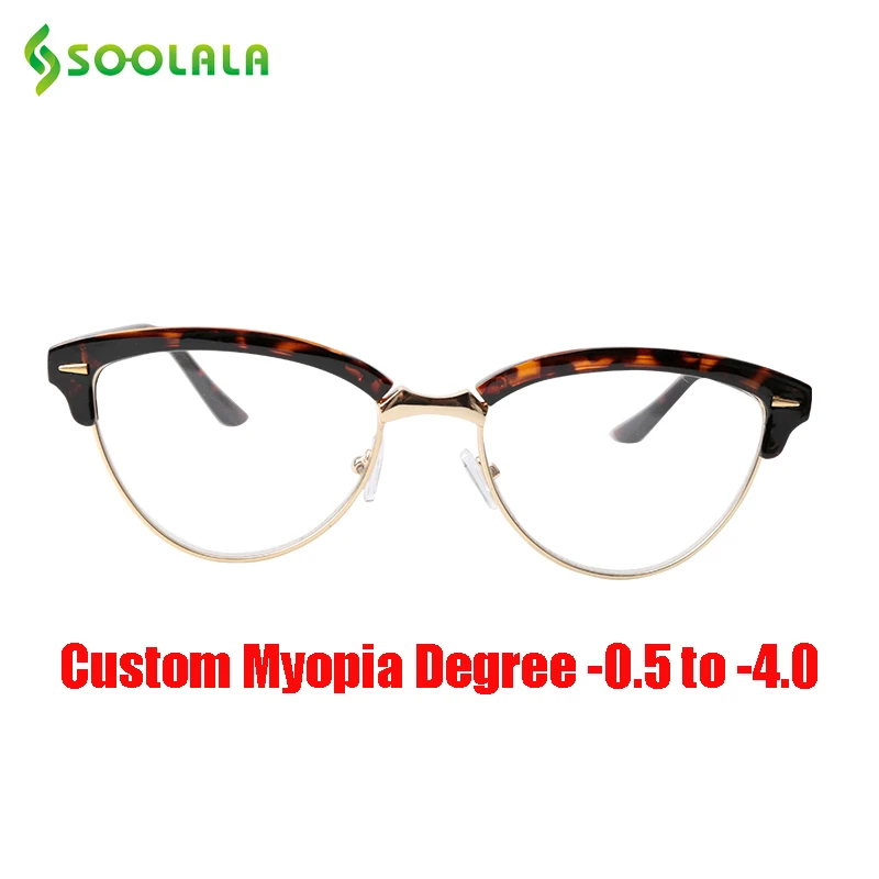 SOOLALA полуоправы кошачий глаз таможенные Рецептурные очки для близоруких женщин