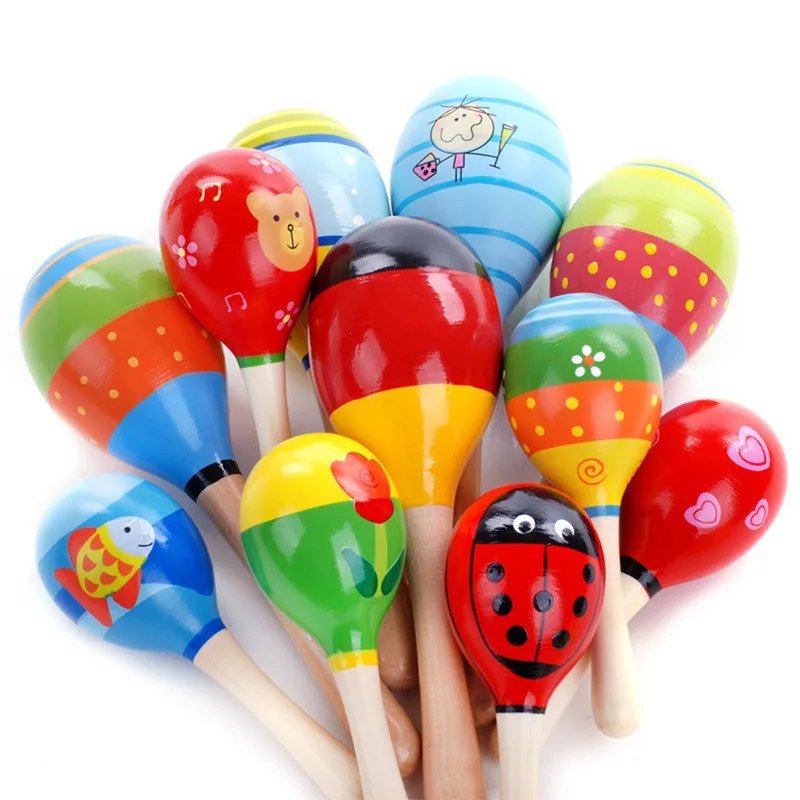 

1PC Baby Wooden Ball Toys Baby Rattles Sand Hammer Musical Toy Instrument Sound Maker Baby Attetion Training Toy Random Color