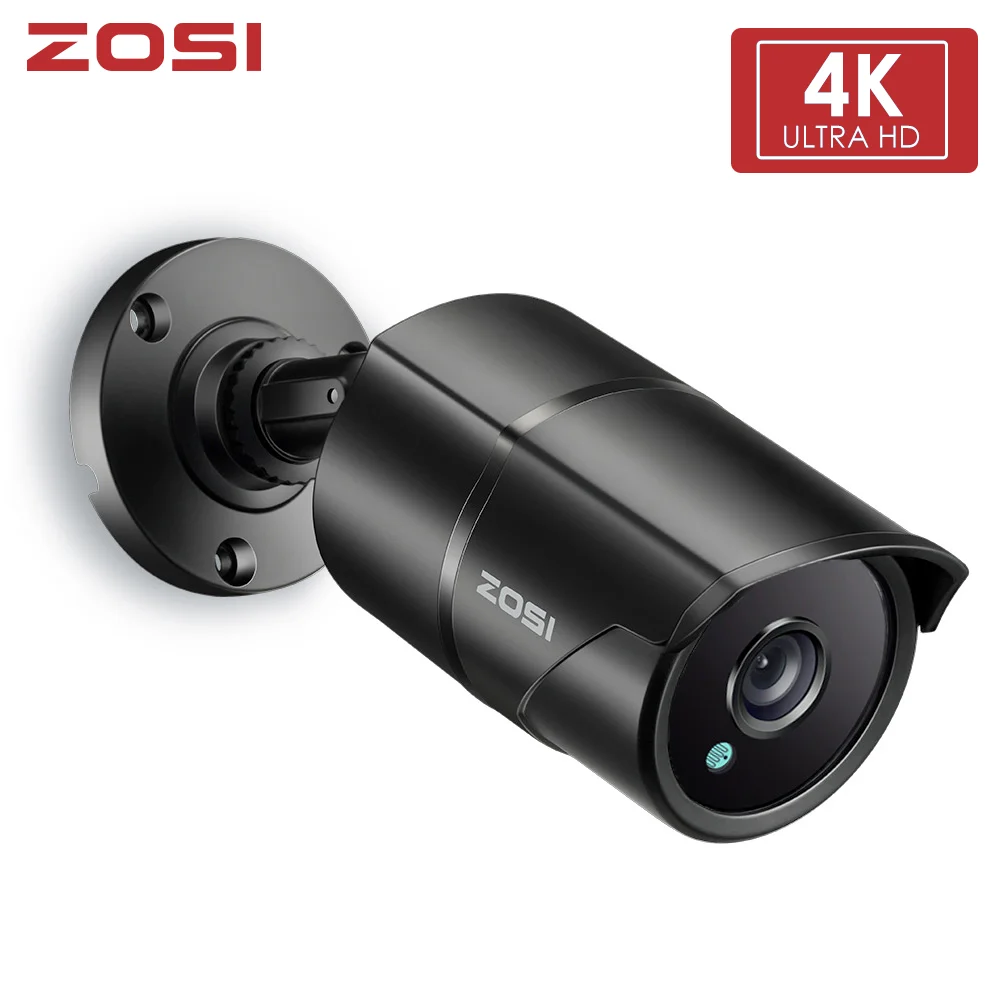 

IP-камера видеонаблюдения ZOSI 4K H.265 8 МП 5 МП, наружная Водонепроницаемая цилиндрическая аналоговая TVI домашняя с функцией ночного видения
